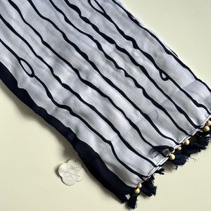 Blue and White Striped Scarf or wrap
